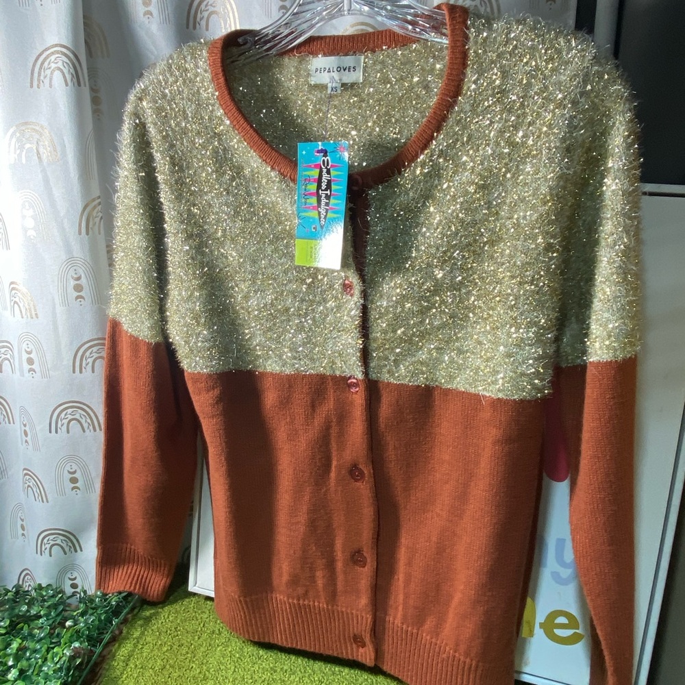 Peppa love Women's Brown and Gold Cardigan